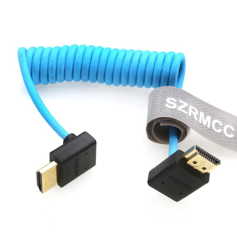 اس زد ار ام سي سي كابل 8K HDMI إلى HDMI بزاوية علوية وسفلية فائق السرعة ملفوف مضفر للكاميرا Z Cam E2 Sony FX6 FX9 Canon EOS C70 C300 Portkeys BM5 Atomos Ninjav V Shogun Monitor - Image 1