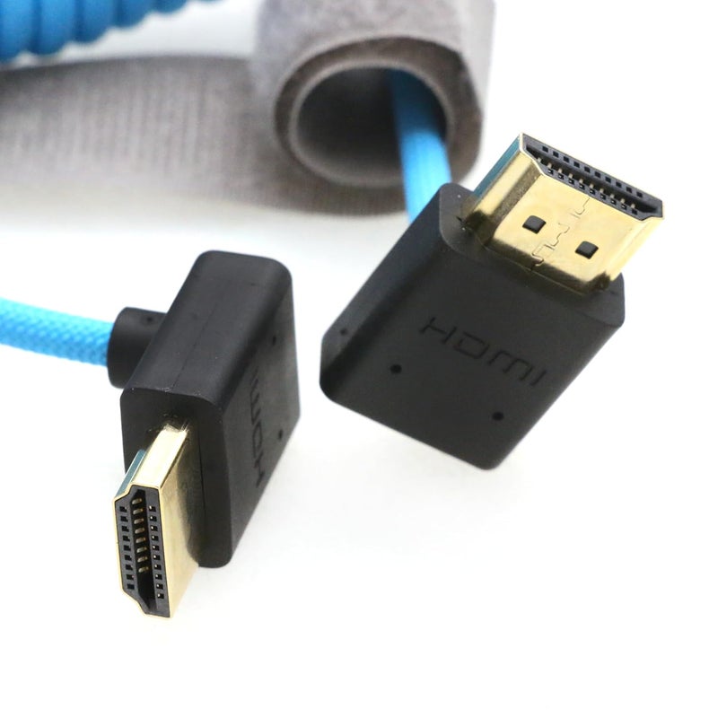 اس زد ار ام سي سي كابل 8K HDMI إلى HDMI بزاوية علوية وسفلية فائق السرعة ملفوف مضفر للكاميرا Z Cam E2 Sony FX6 FX9 Canon EOS C70 C300 Portkeys BM5 Atomos Ninjav V Shogun Monitor - Image 4