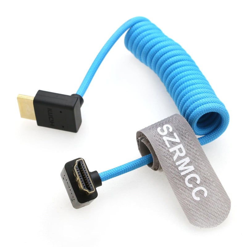 اس زد ار ام سي سي كابل 8K HDMI إلى HDMI بزاوية علوية وسفلية فائق السرعة ملفوف مضفر للكاميرا Z Cam E2 Sony FX6 FX9 Canon EOS C70 C300 Portkeys BM5 Atomos Ninjav V Shogun Monitor - Image 3