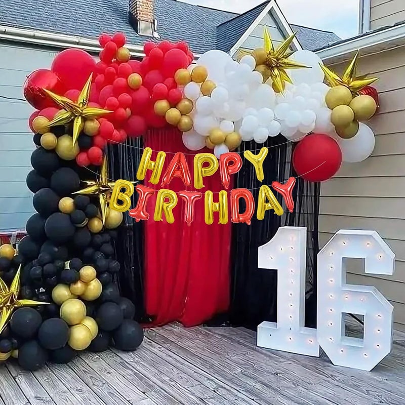 تونيفول لافتة بالونات عيد ميلاد سعيد من تونيفول، 16 بوصة، حروف مايلار فويل، لافتة عيد ميلاد قابلة لإعادة الاستخدام للفتيات والفتيان والأطفال والكبار، مستلزمات ديكورات حفلات عيد الميلاد (ذهبي أحمر) - Image 5