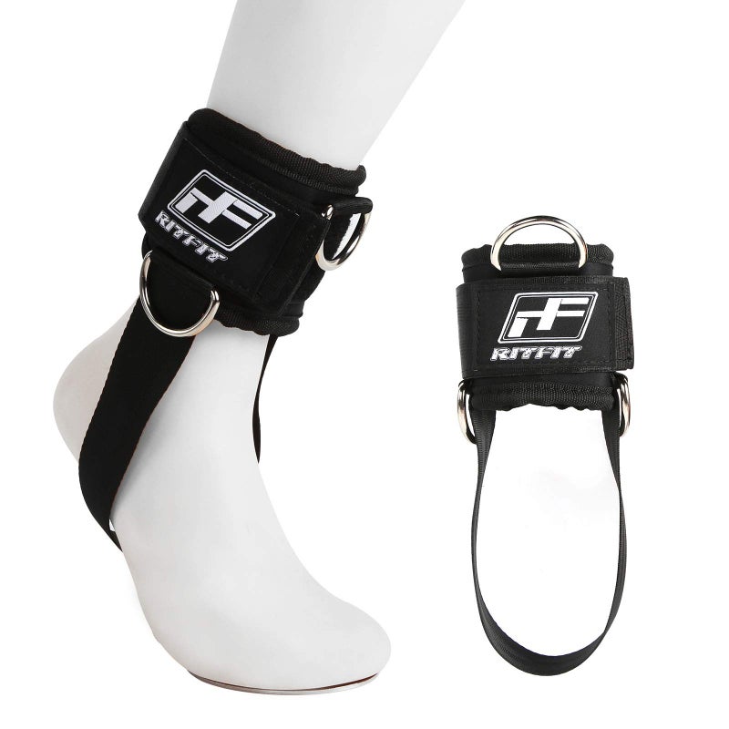 RitFit Kickback Ankle Straps Padded Ankle Strap for Cable Machine,Strong Hook and Loop,Reinforced 3 D-Ring, Adjustable Comfort fit Neoprene - Premium Ankle Cuffs to Enhance Abs, Glute & Leg Workouts - Image 1
