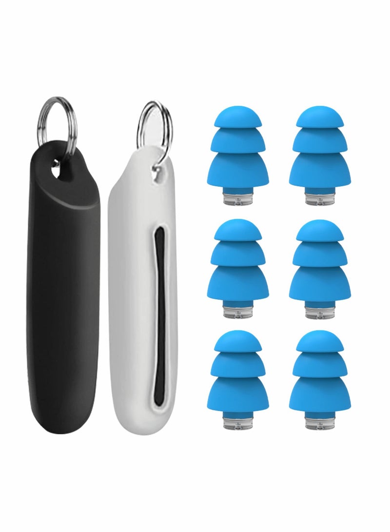 KASTWAVE Reusable Silicone Ear Plugs, 3 Pairs Waterproof Noise Cancelling Ear Plugs, Perfect for Sleep, Work, Study, Swimming, Concerts Noise Reduction, Comfortable Hearing Protection (Blue)  - Image 1