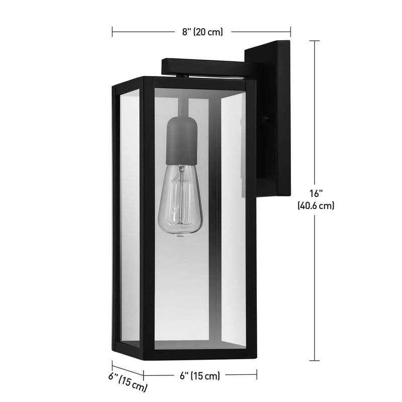 Globe Electric 44176 Bowery 1-Light Outdoor and Indoor Wall Sconce with a Matte Black Finish and Clear Glass Panes Shade, Weather Resistant Technology - Image 3