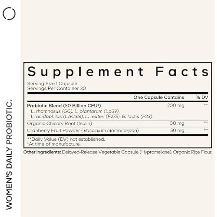 Codeage Women’s Daily Probiotic Supplement – 50 Billion CFU Supplement, Cranberry Fruit Powder, Prebiotic Chicory Root Inulin – Women’s Wellness Support – 1 Capsule Per Serving - Non-GMO – 30 Capsules - Image 2