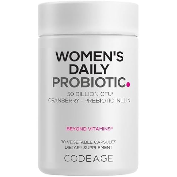 Codeage Women’s Daily Probiotic Supplement – 50 Billion CFU Supplement, Cranberry Fruit Powder, Prebiotic Chicory Root Inulin – Women’s Wellness Support – 1 Capsule Per Serving - Non-GMO – 30 Capsules - Image 1