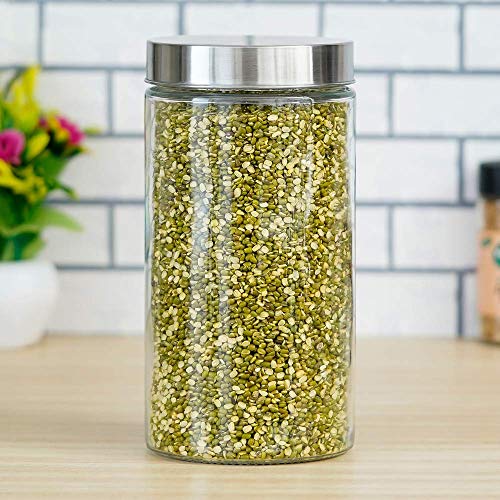Femora Glass Jars for Kitchen| Glass Storage Containers Jars for Kitchen| Round Glass Jars| 1 Year Warranty| Airtight Lid| Jars for Snacks, Fry Food, Masala, Spice, Pickles, Cookies| 1500ml| Pack of 1 - Image 1