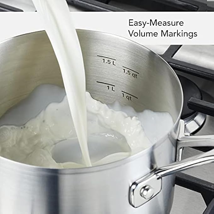 كيتشن إيد قدر من الفولاذ المقاوم للصدأ مع علامات قياس وغطاء سعة 2 لتر من الفولاذ المقاوم للصدأ المصقول - Image 5