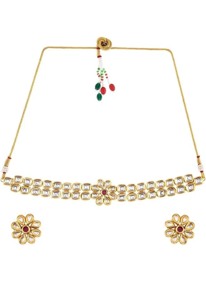 فويلا Kundan Elegance Floral Choker Jewellery Set