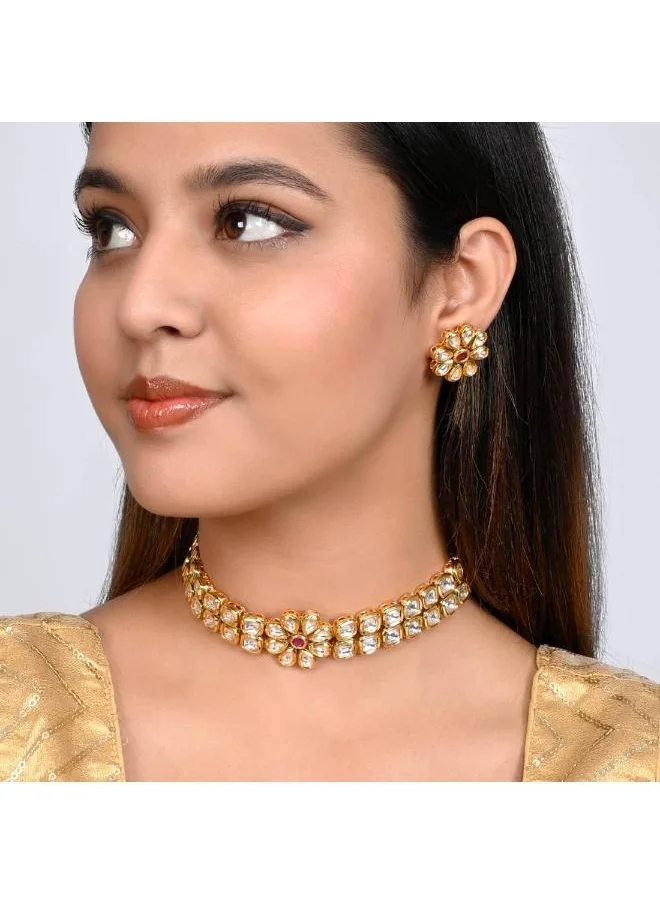 فويلا Kundan Elegance Floral Choker Jewellery Set