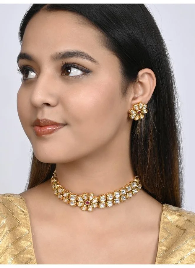 فويلا Kundan Elegance Floral Choker Jewellery Set