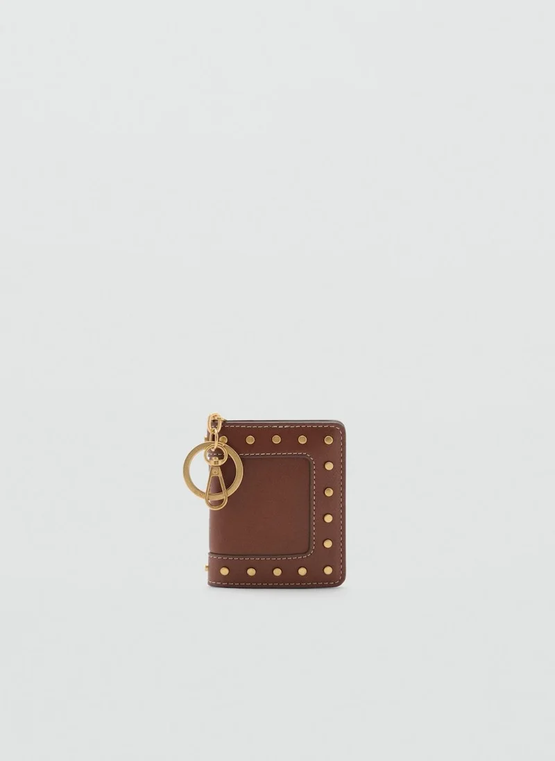 مانجو Studded Wallet With Keychain Detail