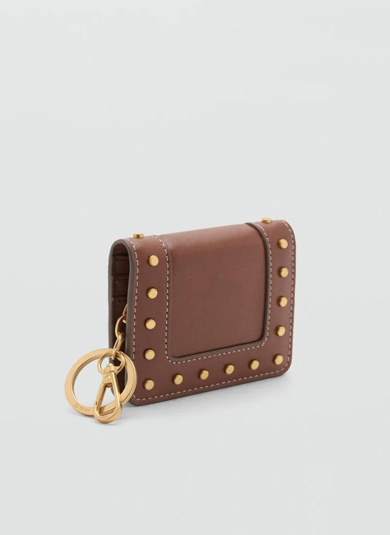 مانجو Studded Wallet With Keychain Detail