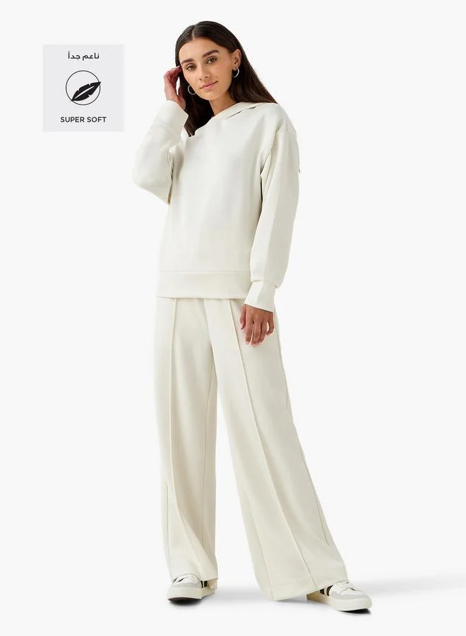 سبلاش فيڤ Regular Fit Flexi Waist Soft Touch Wide Leg Pants with Pintuck Detail