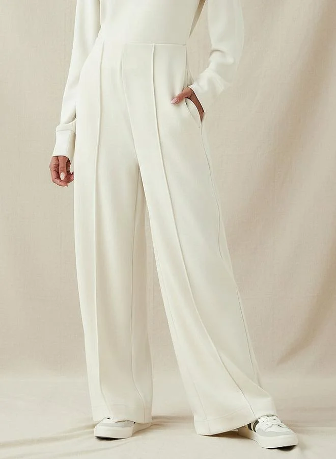 سبلاش فيڤ Regular Fit Flexi Waist Soft Touch Wide Leg Pants with Pintuck Detail