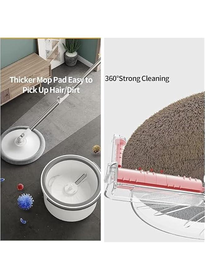 MIXDE Spin Mop and Bucket Set EasyWring Net Water Sewage Separation Mop Microfiber Hardwood Floor Mop Home Cleaning System with Adjustable Handle and 6 Refills - Image 3