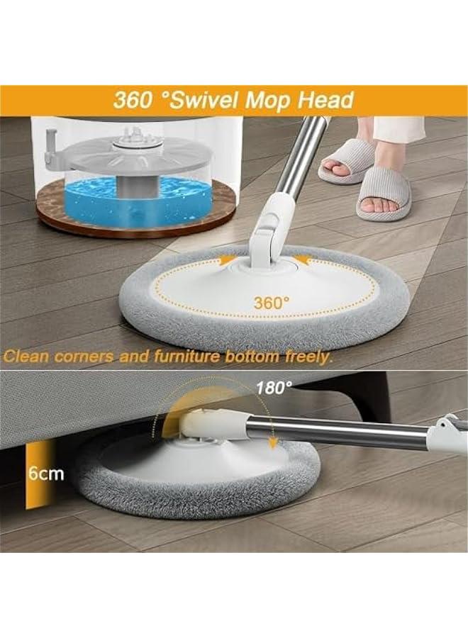MIXDE Spin Mop and Bucket Set EasyWring Net Water Sewage Separation Mop Microfiber Hardwood Floor Mop Home Cleaning System with Adjustable Handle and 6 Refills - Image 4