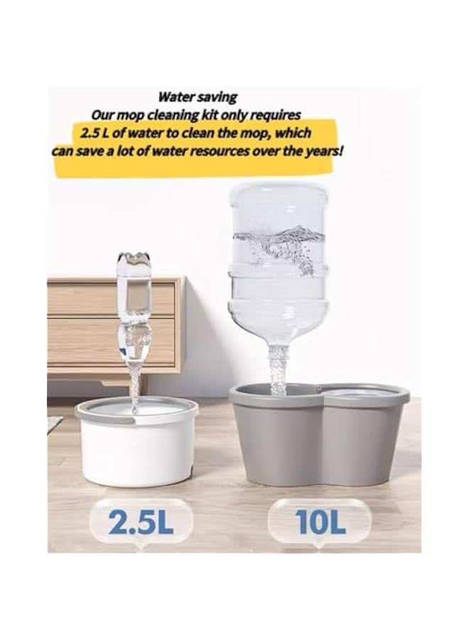 MIXDE Spin Mop and Bucket Set EasyWring Net Water Sewage Separation Mop Microfiber Hardwood Floor Mop Home Cleaning System with Adjustable Handle and 6 Refills - Image 5