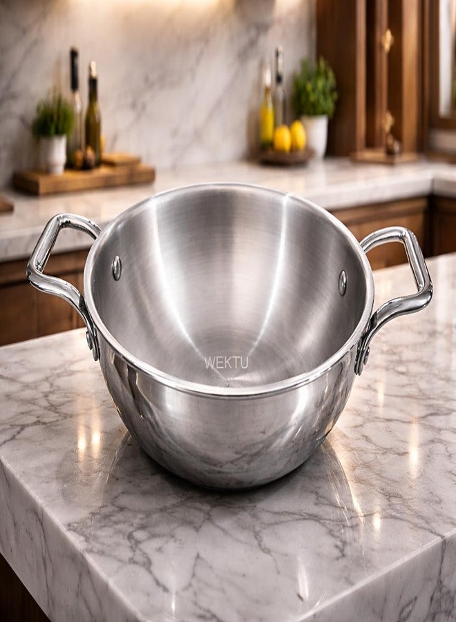 WEKTU Triply Stainless Steel Kadhai, 22 cm Diameter, 2.2 Litre Capacity, 3-Ply Construction with Aluminium Core, Induction Compatible - Image 1