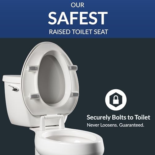 Bemis Assurance 3" Raised Toilet Seat for Seniors, Made in USA, Secure Hinges, Clean Shield Guard, Round, White - Image 5