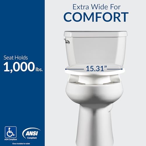 Bemis Assurance 3" Raised Toilet Seat for Seniors, Made in USA, Secure Hinges, Clean Shield Guard, Round, White - Image 4
