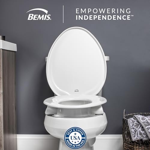 Bemis Assurance 3" Raised Toilet Seat for Seniors, Made in USA, Secure Hinges, Clean Shield Guard, Round, White - Image 2