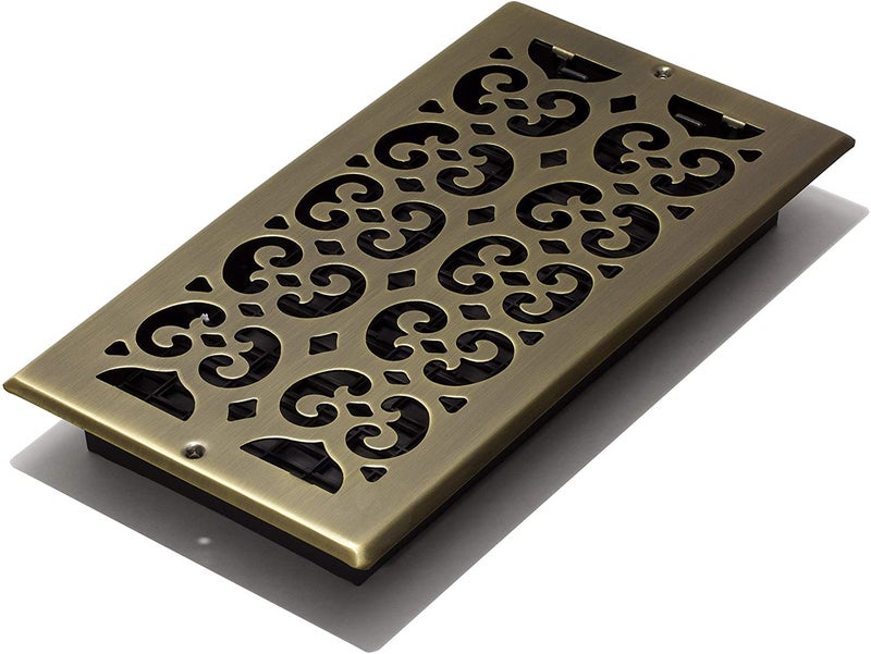 Decor Grates SP612WA Scroll Design WallCeiling Register 6x12 Inches Antique Brass Finish