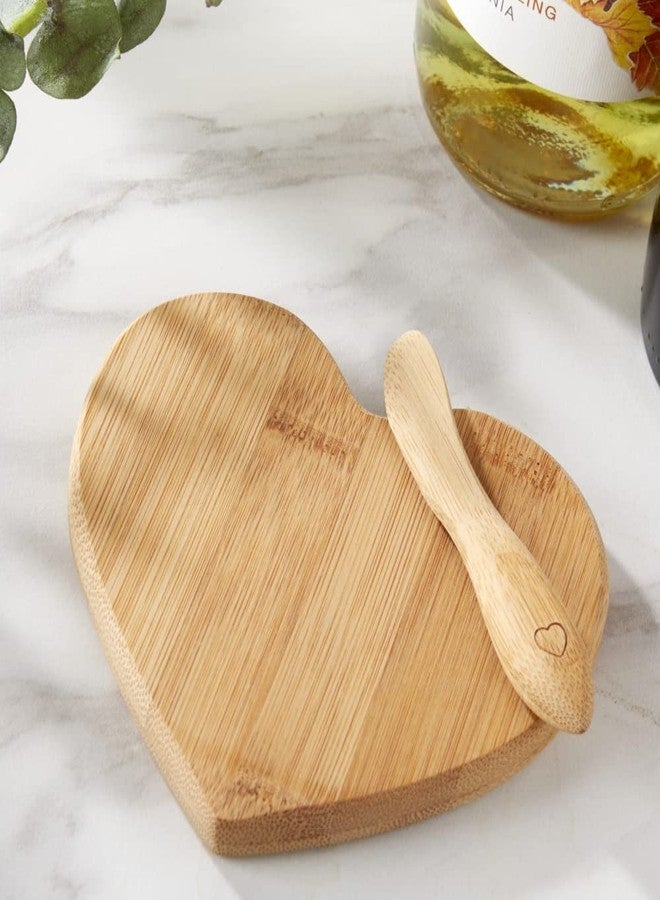 Kate Aspen Tastefully Yours Heart-Shaped Bamboo Cheese Board, Miniature Cutting Board, Sage Green/Brown, 4.5" H x 5" W, One Size - Image 3