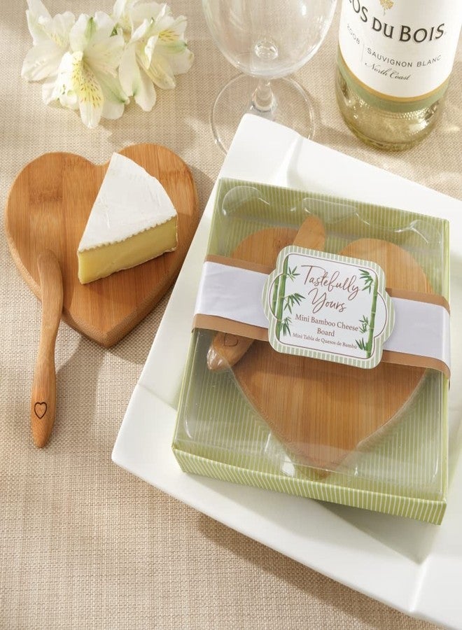Kate Aspen Tastefully Yours Heart-Shaped Bamboo Cheese Board, Miniature Cutting Board, Sage Green/Brown, 4.5" H x 5" W, One Size - Image 1