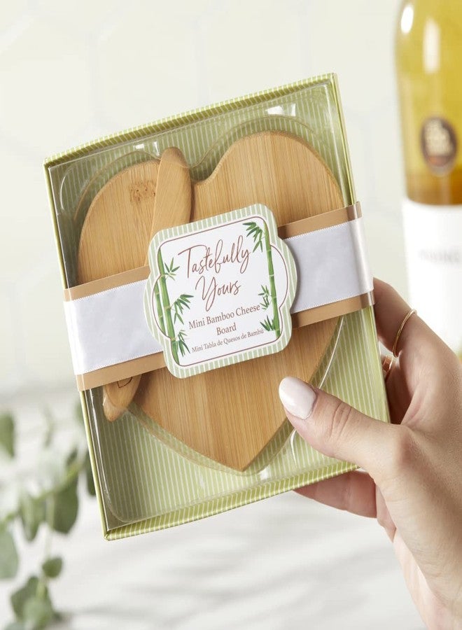 Kate Aspen Tastefully Yours Heart-Shaped Bamboo Cheese Board, Miniature Cutting Board, Sage Green/Brown, 4.5" H x 5" W, One Size - Image 2
