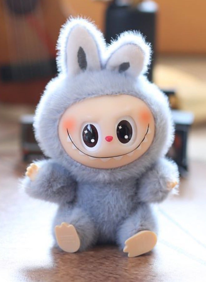 15cm Labubu Doll with Keychain, Labubu Pendant Plush Toy Doll, Stuffed Doll Cartoon Premium Soft Vinyl Plush Figure Toy for Ages 3 & Up, Grey  - Image 2