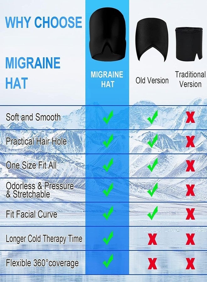 13 SOEME Migraine Relief Cap, Headache Relief Cap, Cold Therapy Migraine Relief Cap/Migraine Ice Head Wrap, Migraine Relief Cap for Tension, Sinus & Stress Double Sided Gel (Black) - Image 4