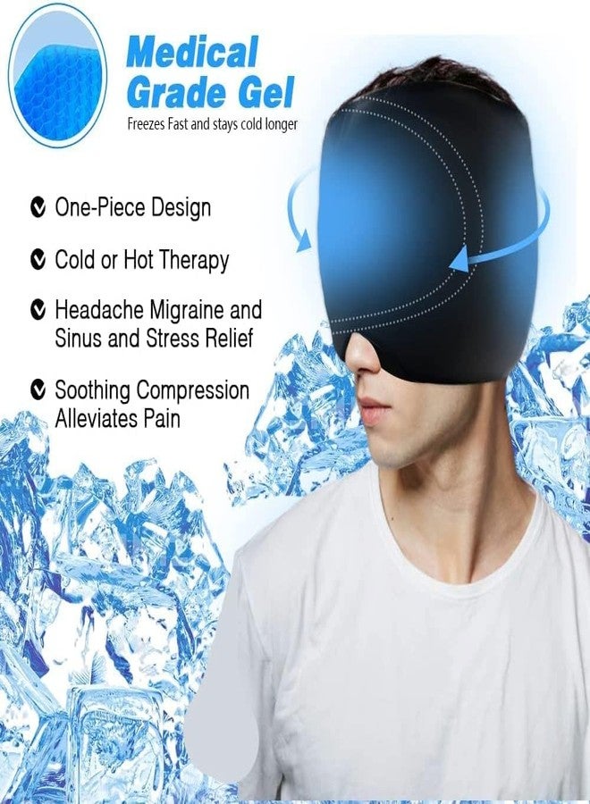 13 SOEME Migraine Relief Cap, Headache Relief Cap, Cold Therapy Migraine Relief Cap/Migraine Ice Head Wrap, Migraine Relief Cap for Tension, Sinus & Stress Double Sided Gel (Black) - Image 2