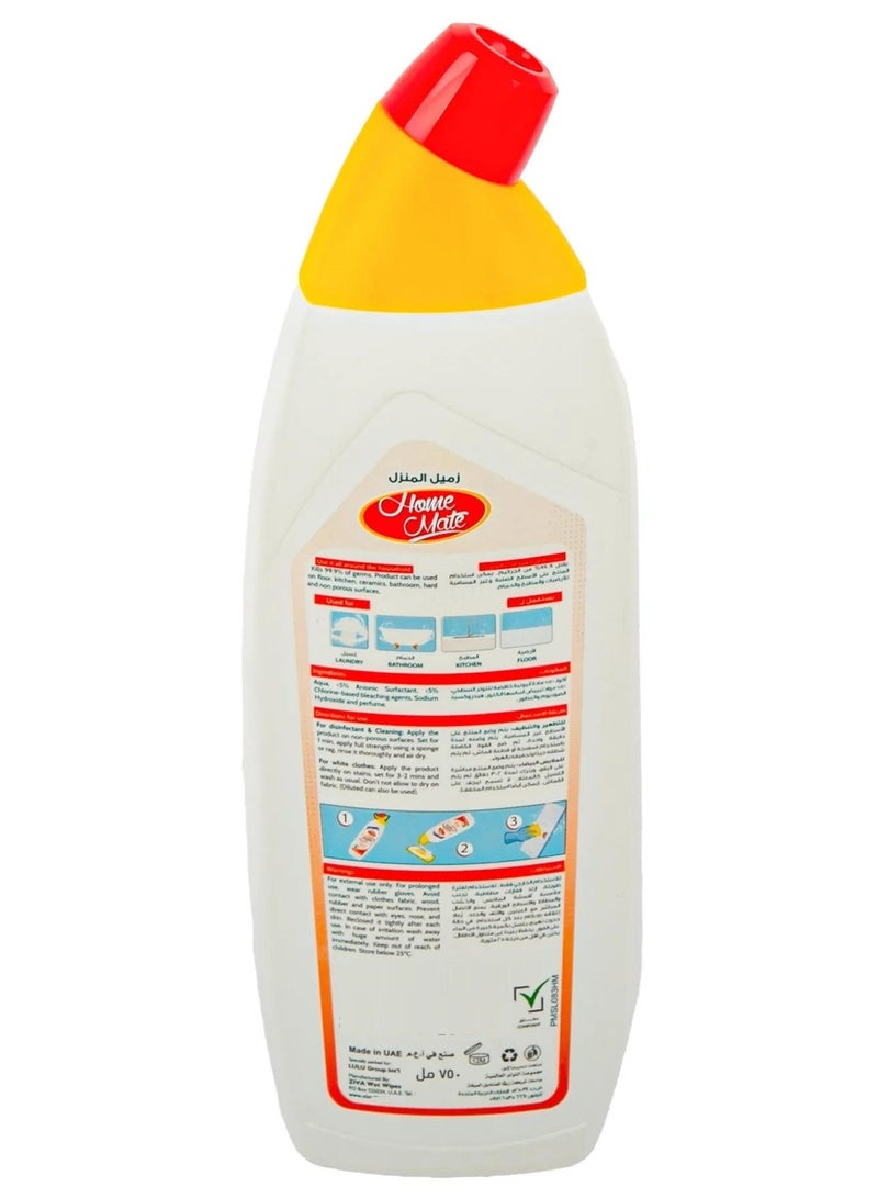 Home Mate Bleach Disinfectant Cleaning Gel 750 ML - Image 2