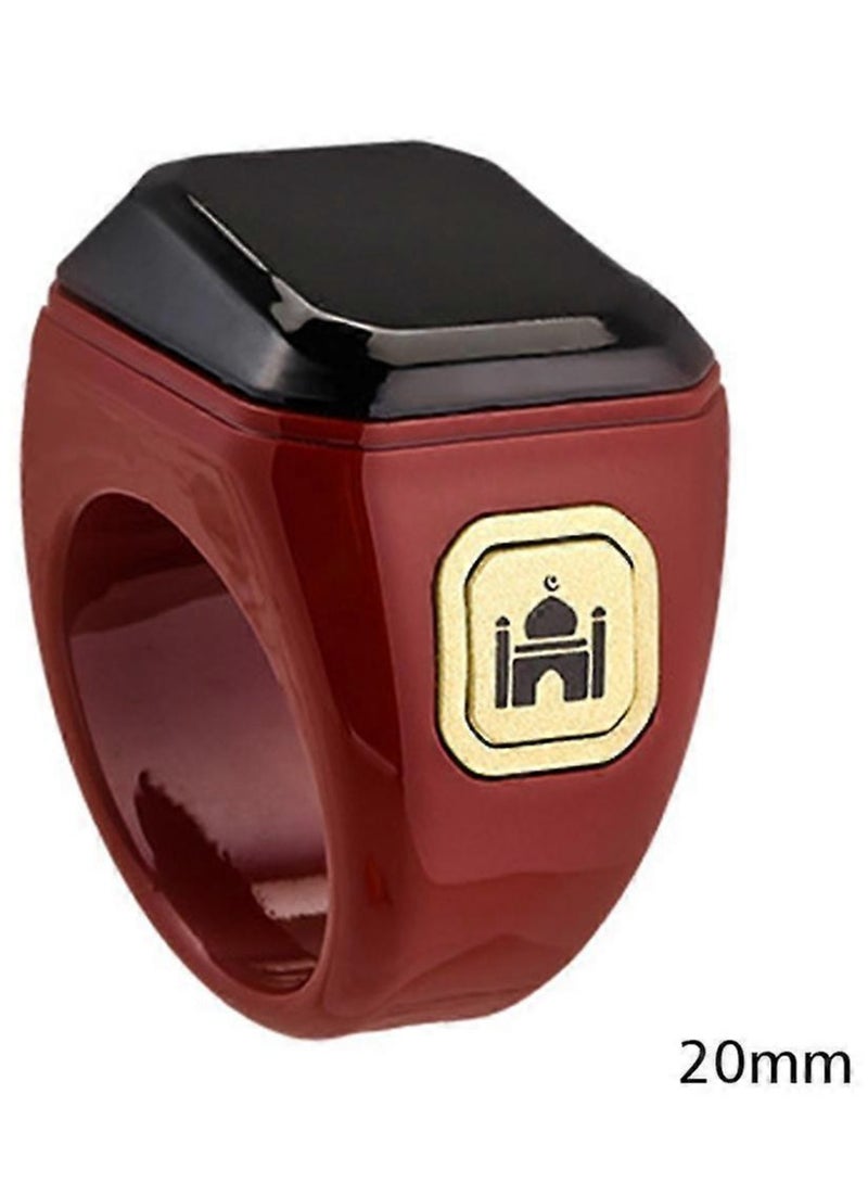 بستوش حلقة الذكر الذكية بحجم 20 ملم – حلقة تسبيح ذكية عربية للمسلمين مع تذكير بمواقيت الصلاة، عدّاد تسبيح، تقنية قابلة للارتداء، وتنبيه بالاهتزاز. مزودة بتطبيق IQIBLA الحصري وتذكيرات يومية للصلاة 5 مرات.(أحمر) - Image 1