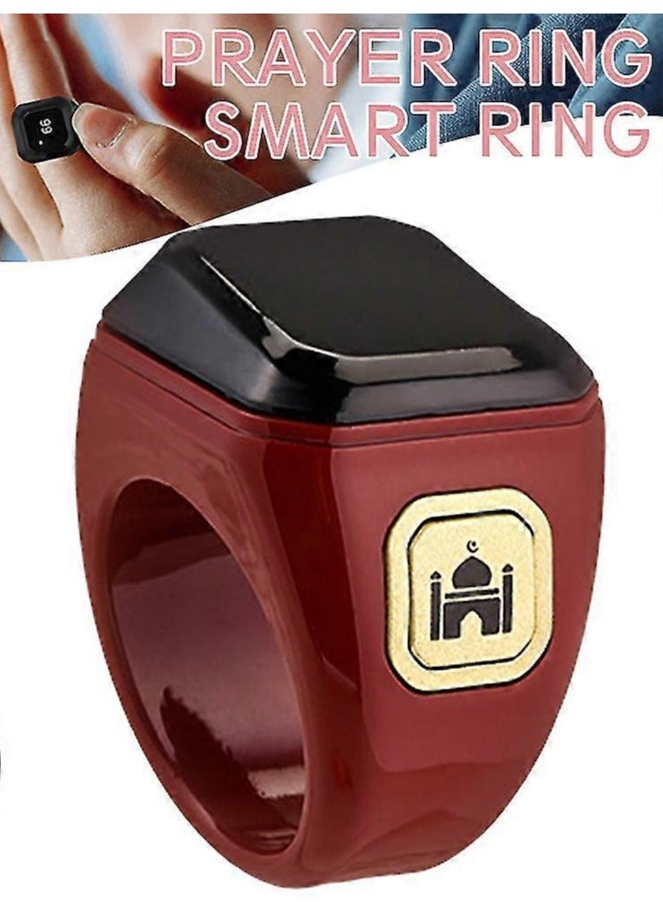 بستوش حلقة الذكر الذكية بحجم 20 ملم – حلقة تسبيح ذكية عربية للمسلمين مع تذكير بمواقيت الصلاة، عدّاد تسبيح، تقنية قابلة للارتداء، وتنبيه بالاهتزاز. مزودة بتطبيق IQIBLA الحصري وتذكيرات يومية للصلاة 5 مرات.(أحمر) - Image 2