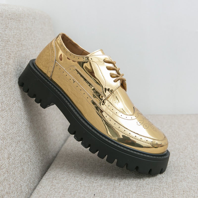 Men'S Shoes 46 Large Size New Leather Shoes Fashionable Men'S Brogue Carved Leather Shoes Trendy Thick-Soled Leather Shoes - Image 1