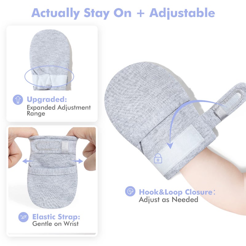 HAPIU Baby Mitten, 3 pack, Full Blush&Cloud&Gray Heather, 0-3 Months - Image 3