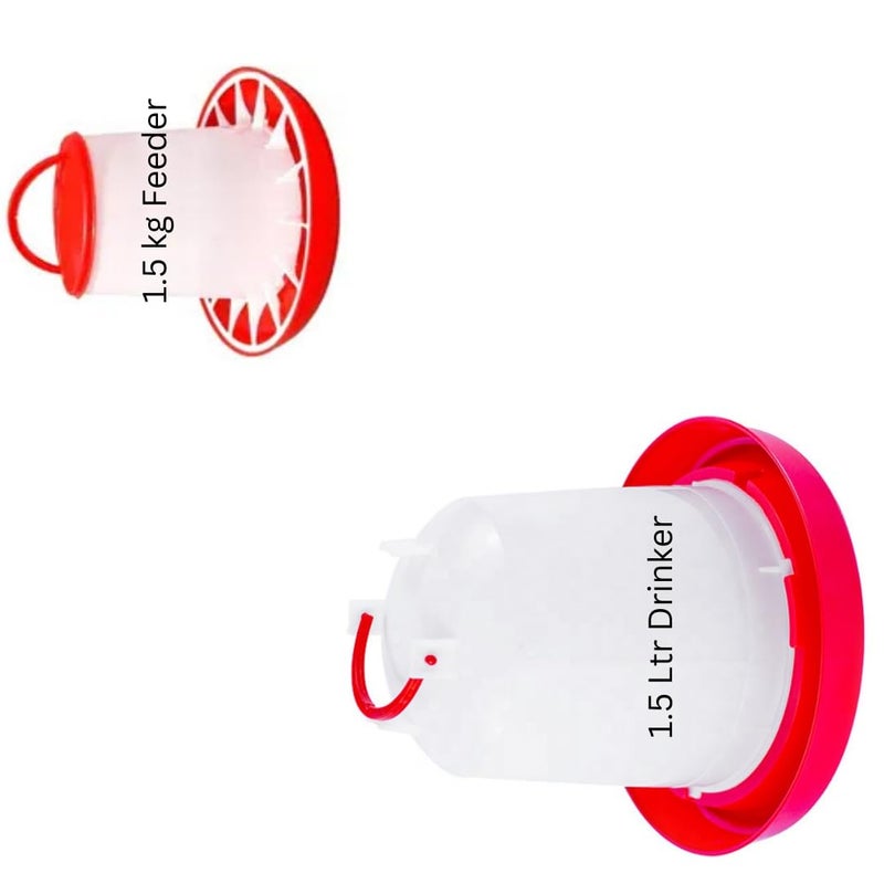 HUMBE&CO - Save Trees, Save Earth TM&W مغذي وشارب صيصان الدواجن مجموعة 2 قطعة 1.5 كجم 1.5 لتر - Image 2