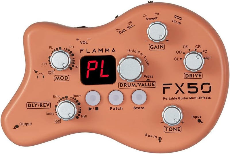 FLAMMA FX50 Practice Guitar Pedal Multi Effects Pedal Mini Portable with 40 Drum Rhythms15 Effects 32 Patches Tuner Function Support Both Corded and Battery Powered - Image 1