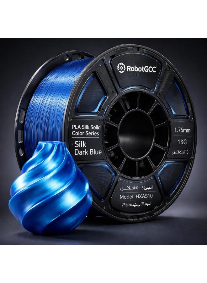 robotgcc PLA Silk Dark Blue 1.75mm 3D Printing Material 1KG Spool for FDM 3D Printer Glossy Finish Smooth Extrusion Stable Diameter Low Warping Strong Layer Adhesion Easy Print High Precision Consistent Flow Decorative Models DIY Projects Premium Surface Effect - Image 2