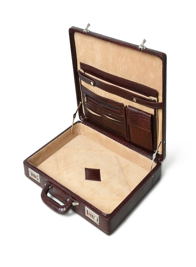 MaheTri Executive Croco Leather Suitcase/Briefcase for Men - 18" Laptop Bag in Buffalo Leather with Combination Lock | Handmade Business/Office/Travel Suitcase with Multiple Pockets | Genuine Leather Attachi - Image 2