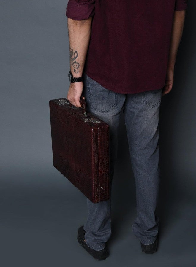 MaheTri Executive Croco Leather Suitcase/Briefcase for Men - 18" Laptop Bag in Buffalo Leather with Combination Lock | Handmade Business/Office/Travel Suitcase with Multiple Pockets | Genuine Leather Attachi - Image 5