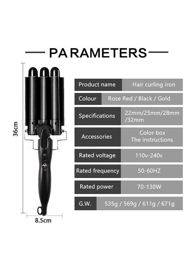 Yolu 3 Barrels Hair Curler Styling Tool, Hair Waver Curling Iron Wand 25mm With Temperature Adjustable  - Image 2