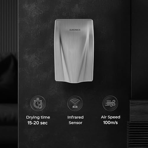 Euronics® EH270N Automatic Hand Dryer | Stainless Steel Wall Mounted Commercial Dryer | Fast-Dry, Energy-Efficient & Rust-Proof for Hotels & Corporate Washrooms | ISI & BIS Certified - Image 5