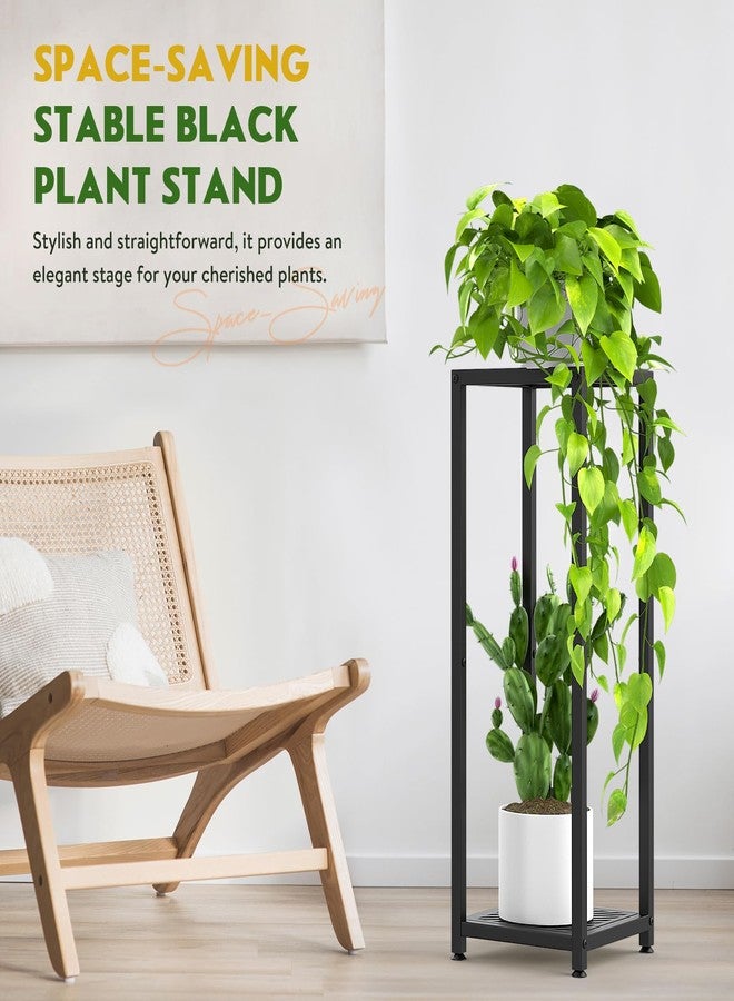 TOSKING 2 Tier Metal Plant Stand Indoor，Heavy Duty Plant Shelf, Corner Shelf Flower Pot Stand for Outdoor Plant Stand for Living Room Balcony Garden Patio Bedroom,Black And Silvery (37inche) - Image 2