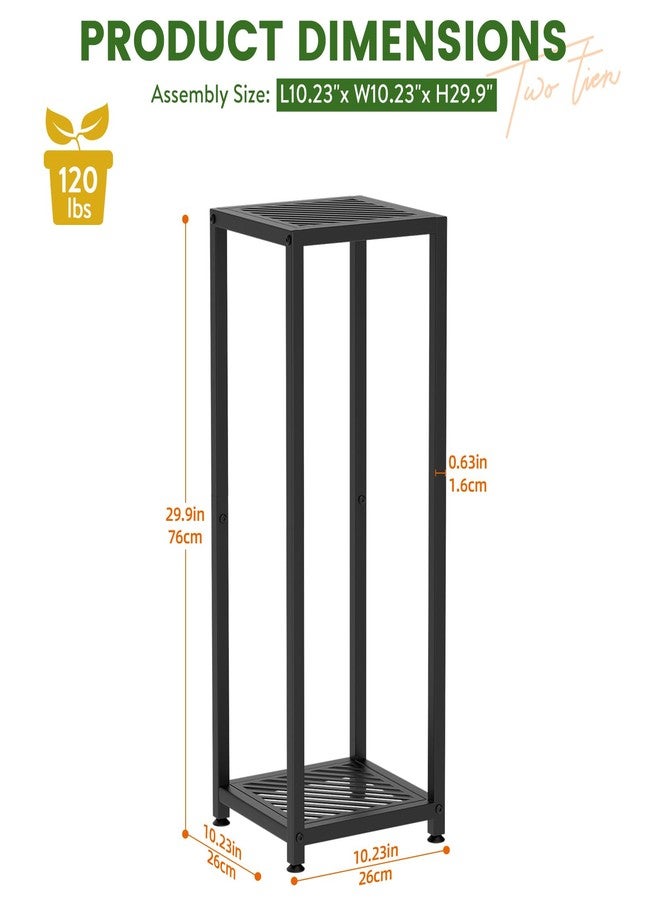 TOSKING 2 Tier Metal Plant Stand Indoor，Heavy Duty Plant Shelf, Corner Shelf Flower Pot Stand for Outdoor Plant Stand for Living Room Balcony Garden Patio Bedroom,Black And Silvery (37inche) - Image 3