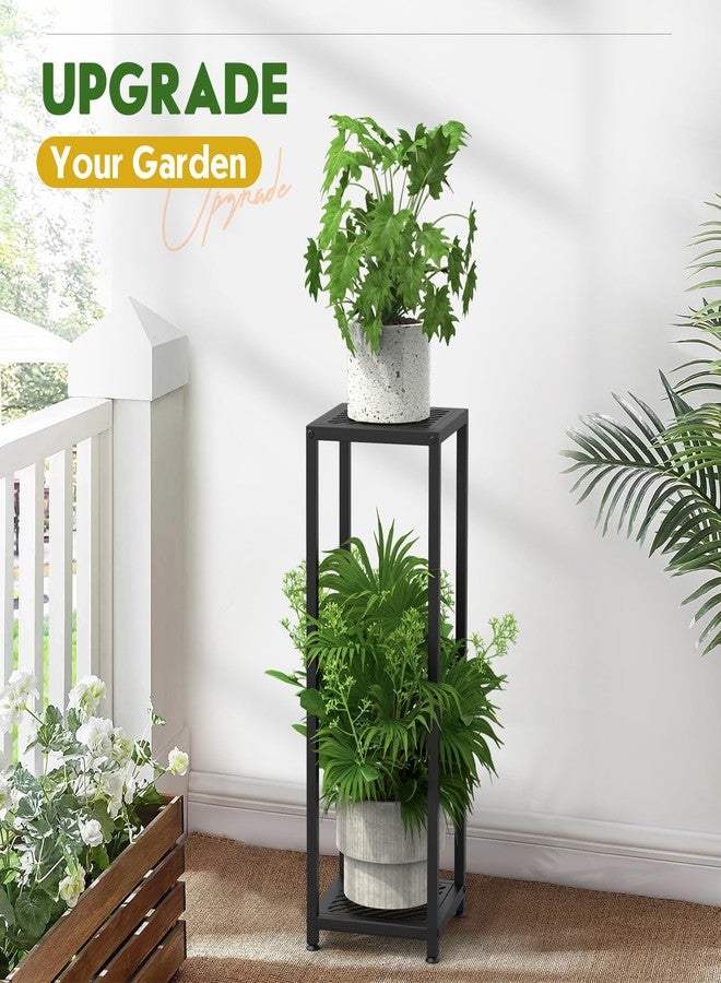 TOSKING 2 Tier Metal Plant Stand Indoor，Heavy Duty Plant Shelf, Corner Shelf Flower Pot Stand for Outdoor Plant Stand for Living Room Balcony Garden Patio Bedroom,Black And Silvery (37inche) - Image 5