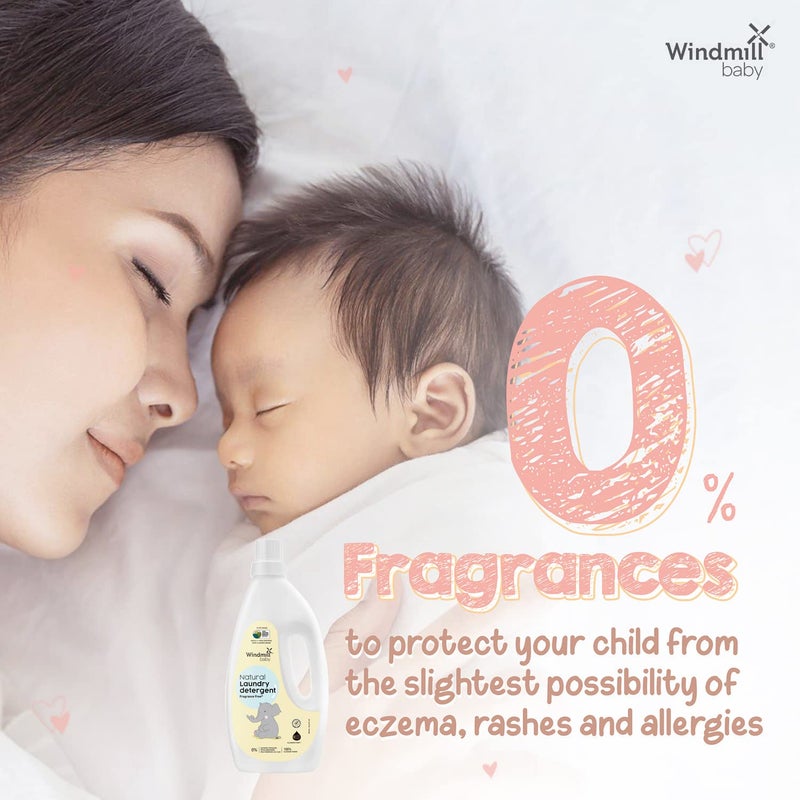 Windmill baby Baby Natural Fragrance Free Laundry Detergent Liquid, Usda Certified, Allergen Free, Plant Based With Bio-Enzymes - 900 Ml - Image 3
