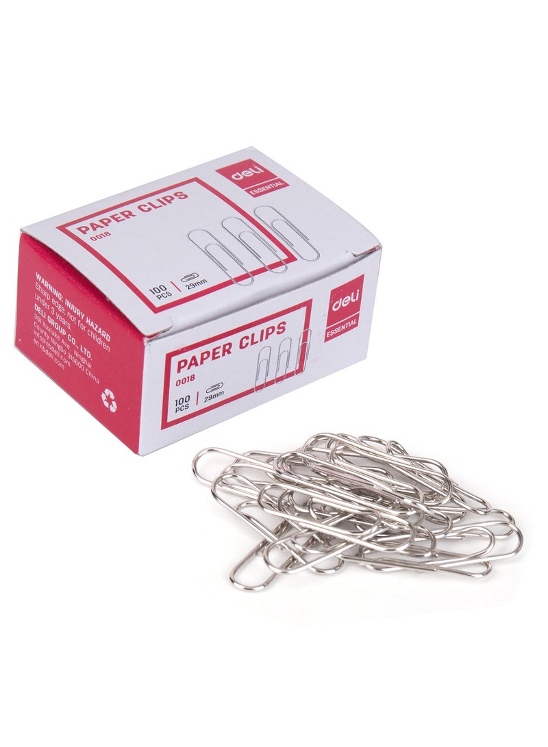 Deli E0018 Paper Clips - 29mm, Silver - Image 3