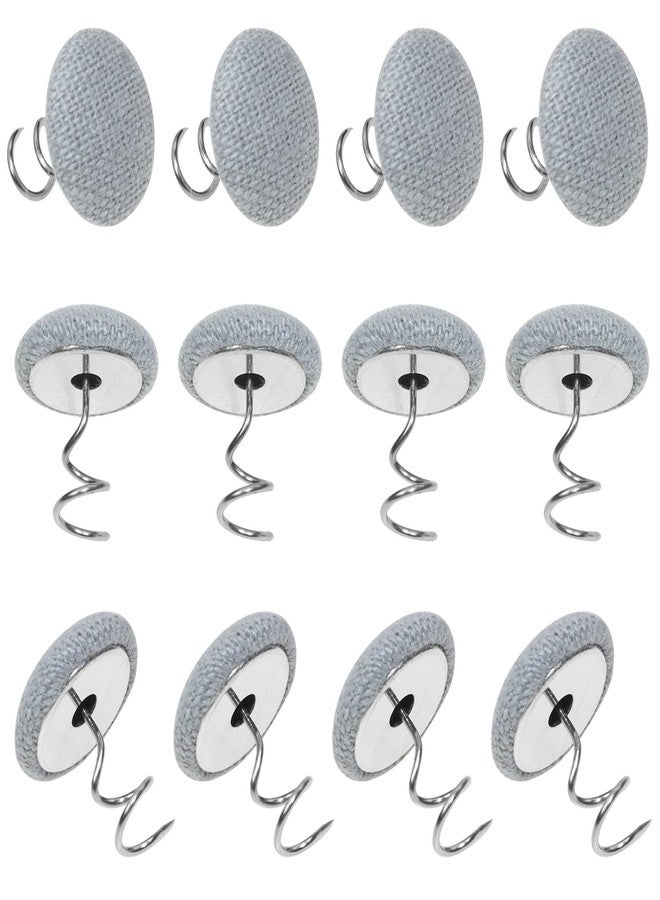 Mini Skater Small Linen Fabric Covered Button Upholstery Twist Pins Classy Bed Skirt Pins for Slipcovers Headliners Fixed, Pack of 12 (Light Gray) - Image 1